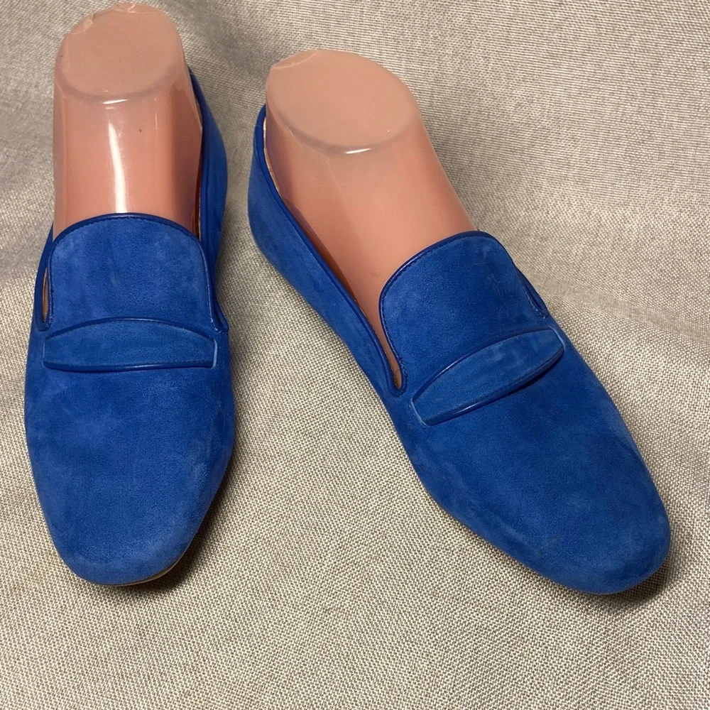 Women's Suede Penny Loafers in Royal Blue. Size 7